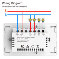 Interruptor de Luz Inteligente WiFi Táctil de Pared SIXWGH para Mercado AU/US, 4 Canales, Compatible con Alexa y Google Home