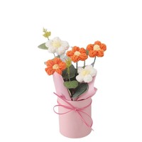 Bouquet de fleurs en tricot fait main, fleurs en fil crocheté, décoration de bureau, cadeau pour la Saint-Valentin, vente en gros