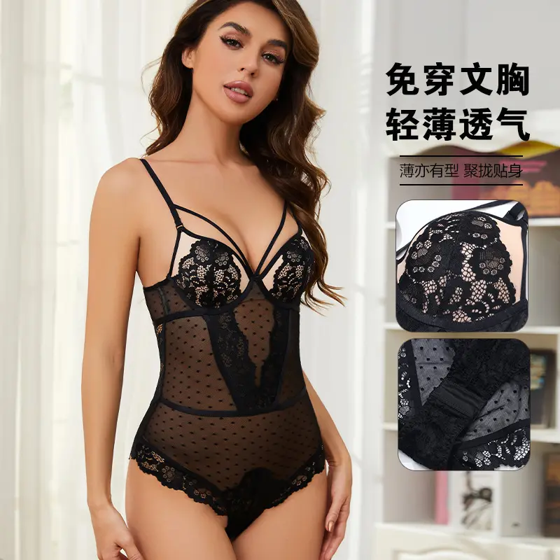 High quality lady galloon lace Temptation Teddy Lace sexy lingerie set women sexy underwear mesh lingerie bodysuit