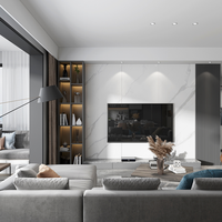 Meuble TV en MDF sans poignées, gris moderne, pour hall d'hôtel, style contemporain français, expresso, industriel