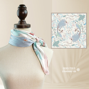 وشاح مربع مطبوع رقمياً بتصميم مائل بأقل سعر بالجملة، وشاح فاخر 100% من حرير التوت - Product Image 2