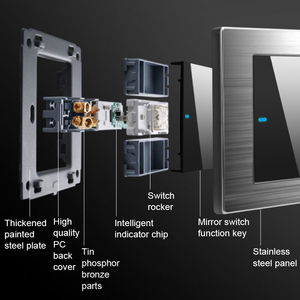 Công tắc tường kiểu cổ điển bằng thép không gỉ đánh bóng 2 Gang 16A, bảng điều khiển cảm ứng, chống nước, tính năng tối đa. 220V hai cực chuẩn Anh - Product Image 6