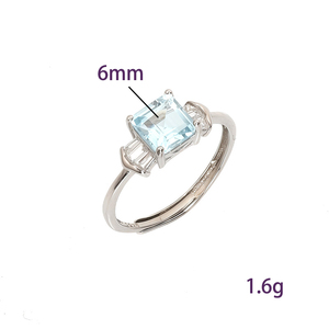 9 Simple 6mm Princess Cut Color Gemstone 3 Stone <b>Adjustable</b> <b>Ring</b> 925 Sterling <b>Silver</b> Anti Tarnish Fine Jewelry For Women - Product Image 6