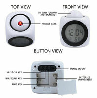 Horloge de bureau à projection lumineuse LCD Réveil numérique à diffusion vocale avec affichage de la température Fonction carillon horaire