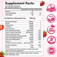 Gummies Collagène Glutathion Saveur Fraise Marque Blanche Soutient la Santé des Cheveux, de la Peau et des Ongles, Complément de Glutathion pour Femmes