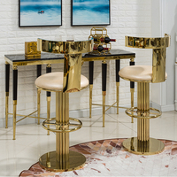 Tabouret de bar pivotant moderne en cuir de luxe léger avec dossier en métal pour hôtel et salon