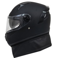 Casque de moto intégral pour homme et femme, double visière, utilisable en toutes saisons, cache-cou amovible, casque intégral