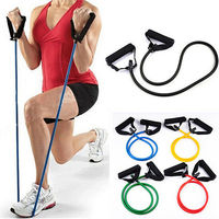 Juego de 11 Bandas de Resistencia de Látex Elásticas para Ejercicio Físico y Gimnasio, Ajustables en 5 Niveles de Alta Resistencia