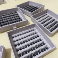Kit d'extensions de cils pré-coupés en segments pour DIY, en gros, marque privée, faux cils individuels en vison, kit de cils en grappe