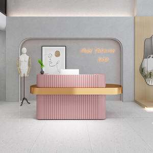 Petite table <span class=keywords><strong>de</strong></span> réception rose <span class=keywords><strong>Comptoir</strong></span> caissier acier inoxydable doré <span class=keywords><strong>Salon</strong></span> <span class=keywords><strong>de</strong></span> beauté <span class=keywords><strong>Comptoir</strong></span> <span class=keywords><strong>de</strong></span> réception coiffeur - Product Image 4