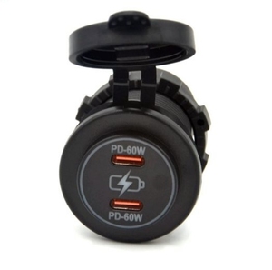 12V usb-c插座2端口汽车充电器插座，60w双PD usb-c防水汽车船船用摩托车房车全地形车卡车 - Product Image 3