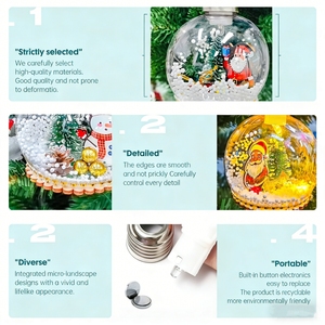 Boule en plastique personnalisée pour micro-paysage, avec lumière LED et gravure laser par sublimation, pour décorations de Noël - Product Image 4