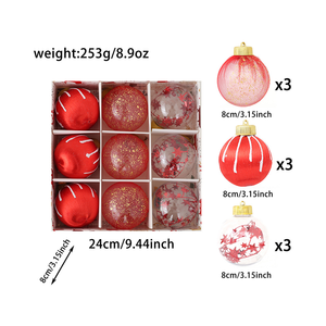 Ornamenti natali per palline di natale, 9 pezzi, 8cm, ornamento della palla di Natale dipinto a mano per albero di Natale, decorazioni regalo - Product Image 6