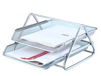 Bureau portable papeterie treillis métallique 2 niveaux A4 papier fichier document stockage bureau porte-plateau organisateur avec tiroir coulissant