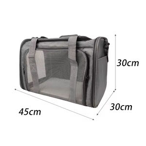 Bolsa de transporte de mascotas de doble hombro transpirable Oxford de gran capacidad, nueva bolsa de viaje portátil de diseño cuadrado plegable a la moda para gatos - Product Image 2