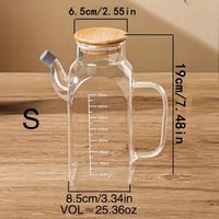 Botol Minyak Kaca Borosilikat Tinggi, Stoples Kaca Persegi untuk Penyimpanan Dapur, Stoples Minyak Kaca dengan Tutup Bambu
