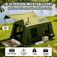 Tente de camping gonflable 3*4m 8-10 personnes 420D Oxford anti-explosion TPU colonne d'air étanche PU3000 Glamping familial en plein air