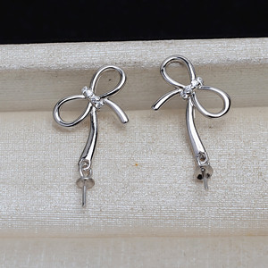 Aretes de Plata S925 con Lazo, Personalizados, 5-8 Pares, Perlas, Soporte Vacío para DIY, Accesorios de Moda, Aretes Colgantes 4144 - Product Image 2