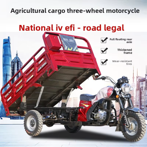 3 Wheels Gasoline Cargo Tricycle Petrol Motorized Fuel Motorcycle 150cc Engine Truck <strong>for</strong> Adults Transportation with Open Van - Product Image 1