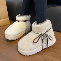 Bottes de neige à plateforme moelleuses pour femmes, semelle épaisse de 4,5 cm, bottes à cheville chaudes et douces, décontractées