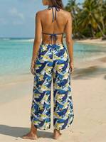 Nouvel ensemble bikini 3 pièces 2026 : Haut triangle imprimé requin, pantalon large et cache-maillot – Maillot de bain trois pièces personnalisé
