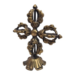 Handcrafted Brass Double Dorje <b>Statue</b> Antique Finish <b>Religious</b> Sculpture Home Decor Tibetan Buddhism Spiritual Collectible Piece - Product Image 3