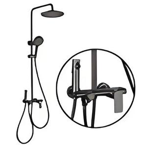 Set moderno miscelatore <span class=keywords><strong>doccia</strong></span> in ottone a 4 funzioni cromato lucido <span class=keywords><strong>con</strong></span> <span class=keywords><strong>doccia</strong></span> a mano <span class=keywords><strong>e</strong></span> testa antipioggia in testa - Product Image 1