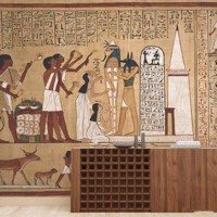Papier peint non tissé à thème Pharaon et hiéroglyphes du Papyrus égyptien ancien pour décoration de restaurant