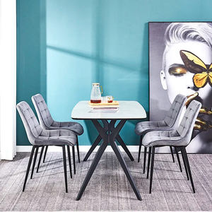 Chaises de salle à manger de cuisine de restaurant nordique de luxe chaises de salle à manger rembourrées en tissu de velours à ossature métallique - Product Image 2