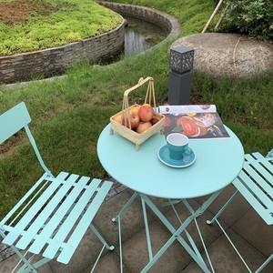 Ban công bàn ghế và bàn trà kết hợp khu vực giải trí bố trí đặt gấp bàn tròn nhỏ ngoài trời sân sắt rèn - Product Image 2