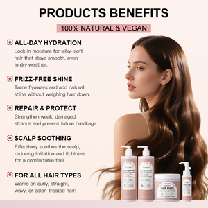 Shampoo Idratante Vegano Biologico all'Olio di Argan e Cocco Anti-Crespo a Marchio Privato <span class=keywords><strong>per</strong></span> la Riparazione e il Rafforzamento delle Radici dei <span class=keywords><strong>Capelli</strong></span> - Product Image 3