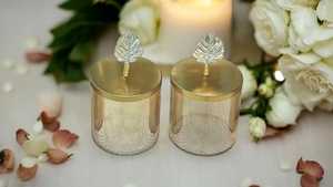 Luxury Glass <b>Storage</b> Jar with Metal Lid Decorative <b>Container</b> with Leaf Handle for Home Decor and Kitchen <b>Storage</b> - Product Image 2