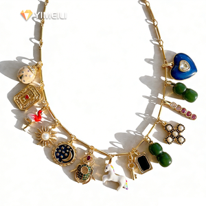 YML& Liebevolles Kleines Pferd Hund DIY-Anhänger Messingplattiert mit Langanhaltender Farbe - Mehrere Herzförmige Anhänger DIY-Halskette - Product Image 1