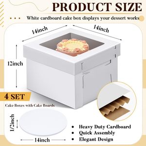 Cajas de pastel de cartón corrugado resistente al agua de alta calidad, cubo cuadrado ecológico, ventanas transparentes para comida, pastel, postre - Product Image 2