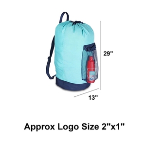 Durable Nylon <b>Backpack</b> Laundry Hamper Polyester Waterproof Shoulder Straps Mesh Pocket Drawstring Closure for <b>College</b> Travel - Product Image 4
