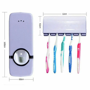 Wholesale 2026 Eco-Friendly Automatic <b>Toothpaste</b> <b>Dispenser</b> and Holder Two-piece Plastic Bathroom Wall Accessories - Product Image 3