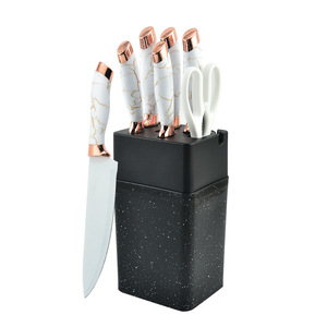 MANJIA, superventas, 7 Uds., tijeras <span class=keywords><strong>de</strong></span> <span class=keywords><strong>cocina</strong></span> <span class=keywords><strong>de</strong></span> acero inoxidable, <span class=keywords><strong>cuchillos</strong></span> <span class=keywords><strong>de</strong></span> Chef, <span class=keywords><strong>juego</strong></span> <span class=keywords><strong>de</strong></span> <span class=keywords><strong>cuchillos</strong></span> negros con soporte - Product Image 5
