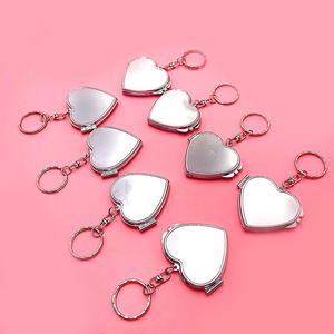 Small Portable Mini <b>Makeup</b> Mirror Metal Heart-Shaped Keychain DIY Accessory - Product Image 3