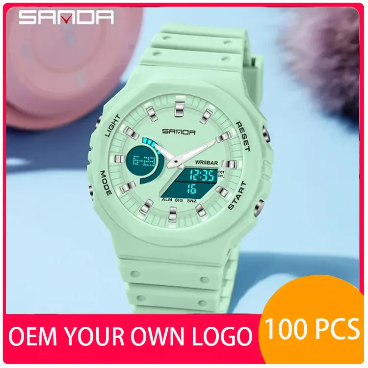 Özel kendi Logo Sanda 6016 japon hareketi su geçirmez gençlik moda erkekler İzle yeni tasarım Mujer Reloj spor tarzı izle