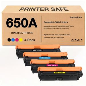 Cartouches de toner neuves avec puce de remplacement pour cartouches de toner <span class=keywords><strong>HP</strong></span> <span class=keywords><strong>650A</strong></span> compatibles avec les imprimantes Enterprise M750 M750dn M750n CP5525xh BKCMY - Product Image 1