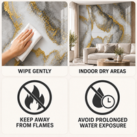 Revêtement mural auto-adhésif en marbre blanc gris doré pailleté 1,2x3m 2,3mm IXPE pour projets de rénovation d'appartements