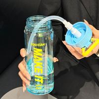 Botella de Agua Portátil de Gran Capacidad para Verano, Diseño Degradado en Color PC, Aislamiento Térmico, Tipo Pajita, para Estudiantes, Deportes al Aire Libre