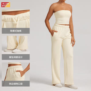 Pantalones Deportivos Casuales de Pierna Ancha y Cintura Alta para Mujer, Transpirables, Holgados, con Bolsillos Laterales, Marca Allure Body - Product Image 1