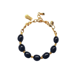 Black <b>Stone</b> <b>Bracelet</b> Gold Plated 316L Stainless Steel Sustainable Resistant Fashion Jewelry - Product Image 2