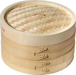 Food Steamers Steam Bun Bamboo Kitchen Dim Sum Steamer Basket 100% bambù naturale Steamer