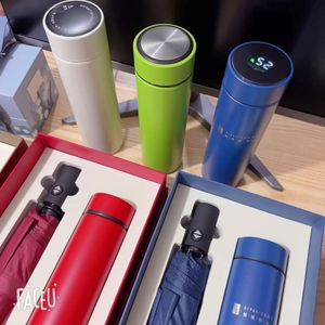 500ml Pantalla de temperatura Termo inteligente Frascos LED Botella de bebida aislada al vacío con paraguas para promoción - Product Image 6