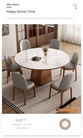 Table à manger pliante rétractable en bois massif de luxe léger, combinaison moderne et simple de chaises en bois de roche pour les petits foyers