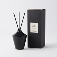 Ensemble diffuseur de parfum en céramique noire de luxe, récipient géométrique personnalisé avec flacon de recharge, bâtonnets en fibre, emballage cadeau, vente en gros