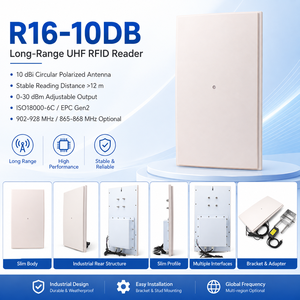 Lecteur RFID UHF longue portée avec antenne 10dBi stable, portée de lecture de 12m, compatible ISO18000-6C pour le contrôle d'accès au parking - Product Image 2