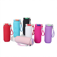 Diseño moderno Nuevo 304 Termo de vacío de acero inoxidable Tazas portátiles para exteriores Cordón Color sólido Taza de agua recta para el hogar